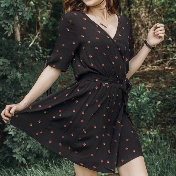 Floretta Wrap Dress - Black - Picture 3 of 7